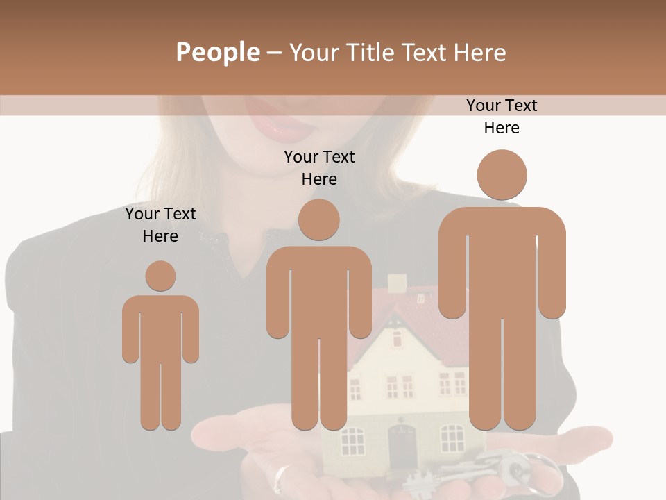 Business Woman Advertises Real Estate On White Background PowerPoint Template