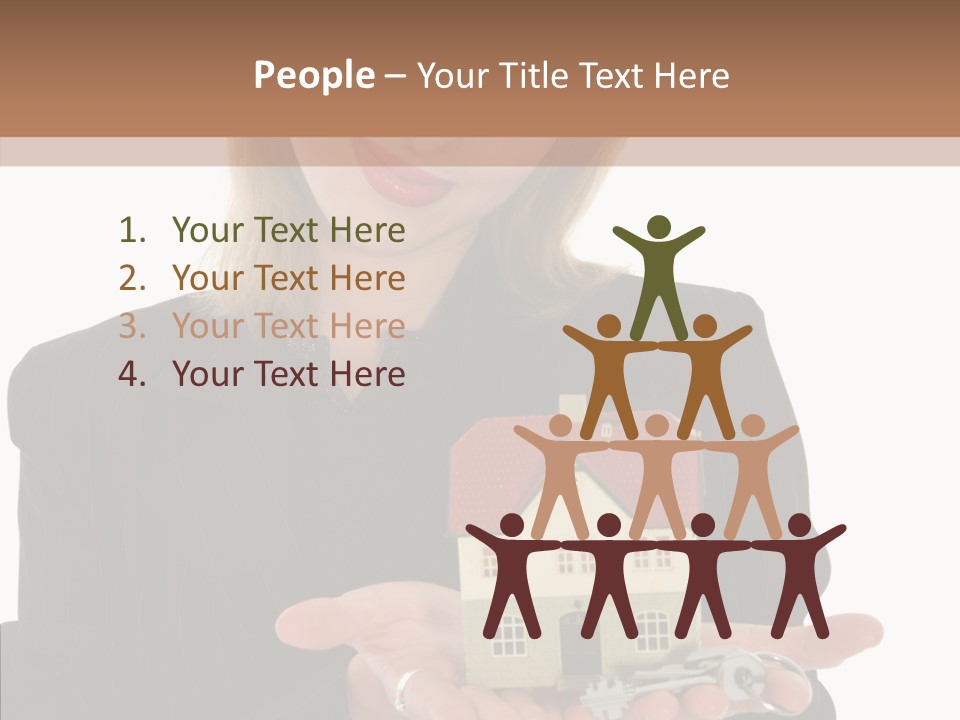 Business Woman Advertises Real Estate On White Background PowerPoint Template