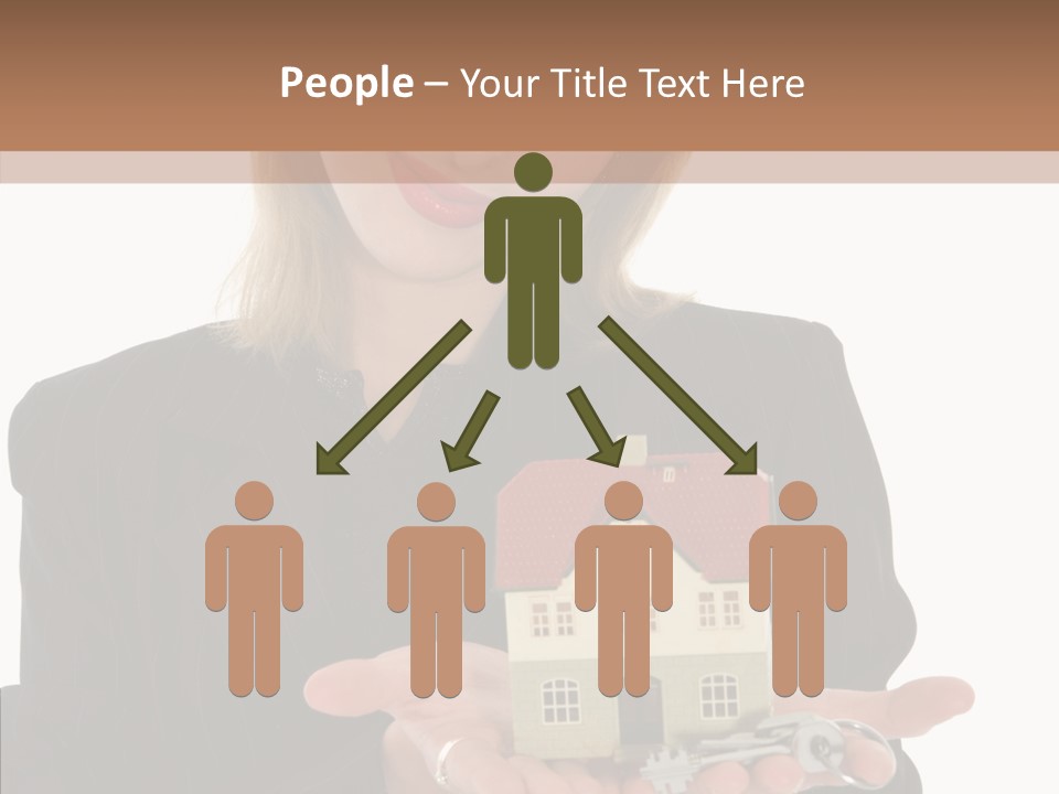 Business Woman Advertises Real Estate On White Background PowerPoint Template