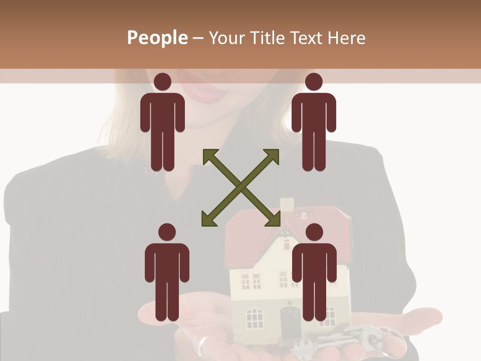 Business Woman Advertises Real Estate On White Background PowerPoint Template