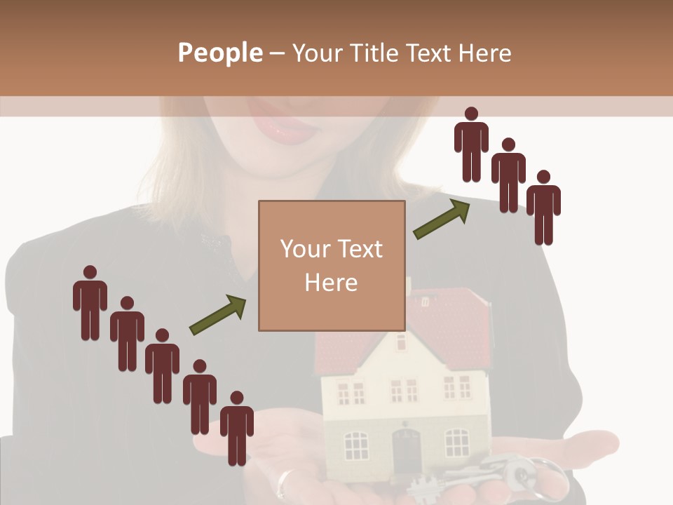 Business Woman Advertises Real Estate On White Background PowerPoint Template