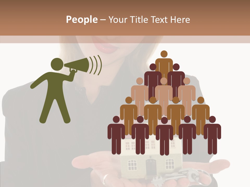 Business Woman Advertises Real Estate On White Background PowerPoint Template