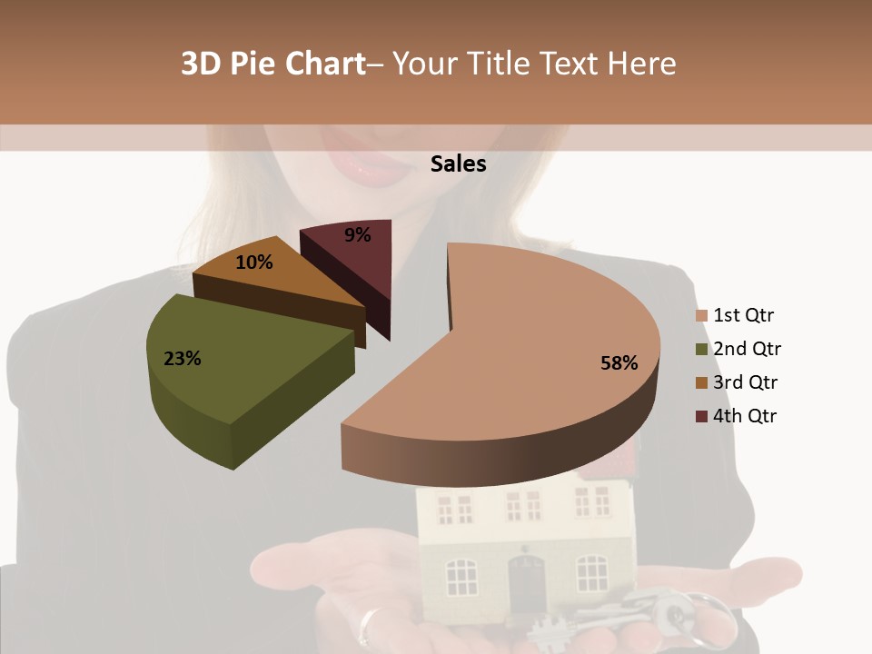 Business Woman Advertises Real Estate On White Background PowerPoint Template