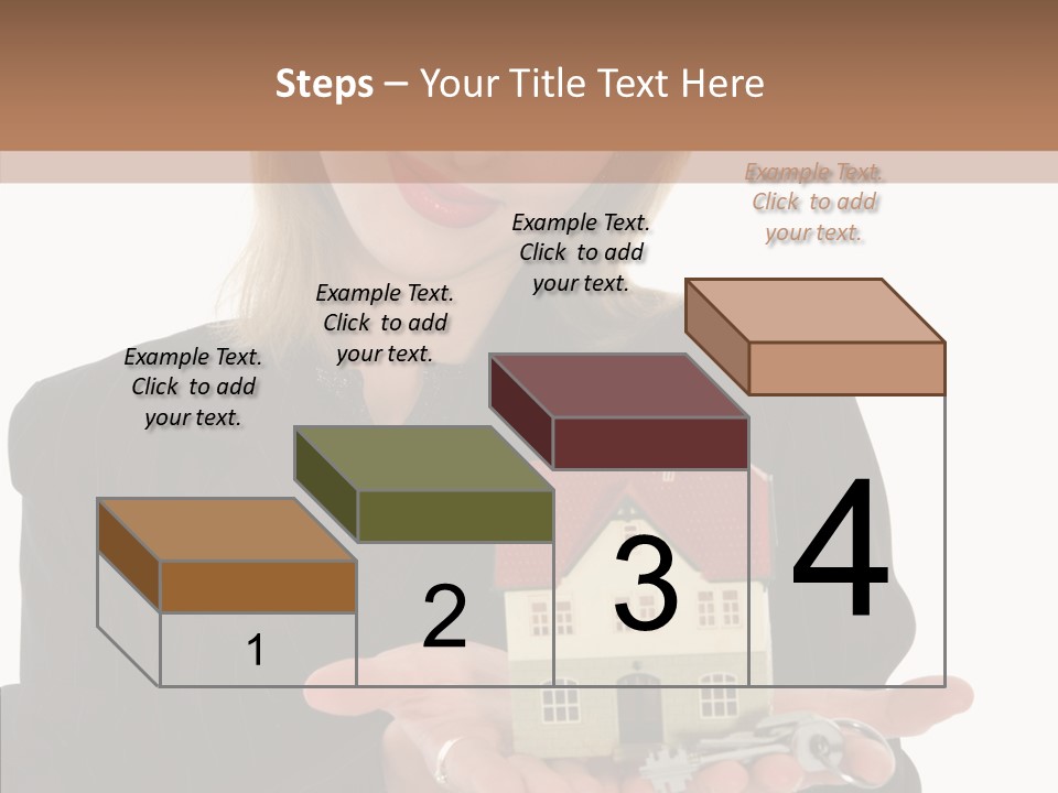 Business Woman Advertises Real Estate On White Background PowerPoint Template