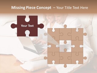Young Love Couple Smiling In The Comfortable Apartment PowerPoint Template