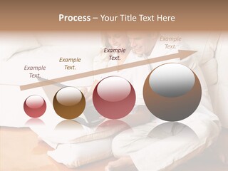 Young Love Couple Smiling In The Comfortable Apartment PowerPoint Template