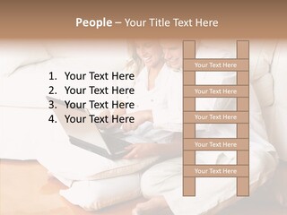 Young Love Couple Smiling In The Comfortable Apartment PowerPoint Template