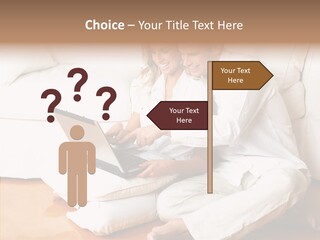Young Love Couple Smiling In The Comfortable Apartment PowerPoint Template
