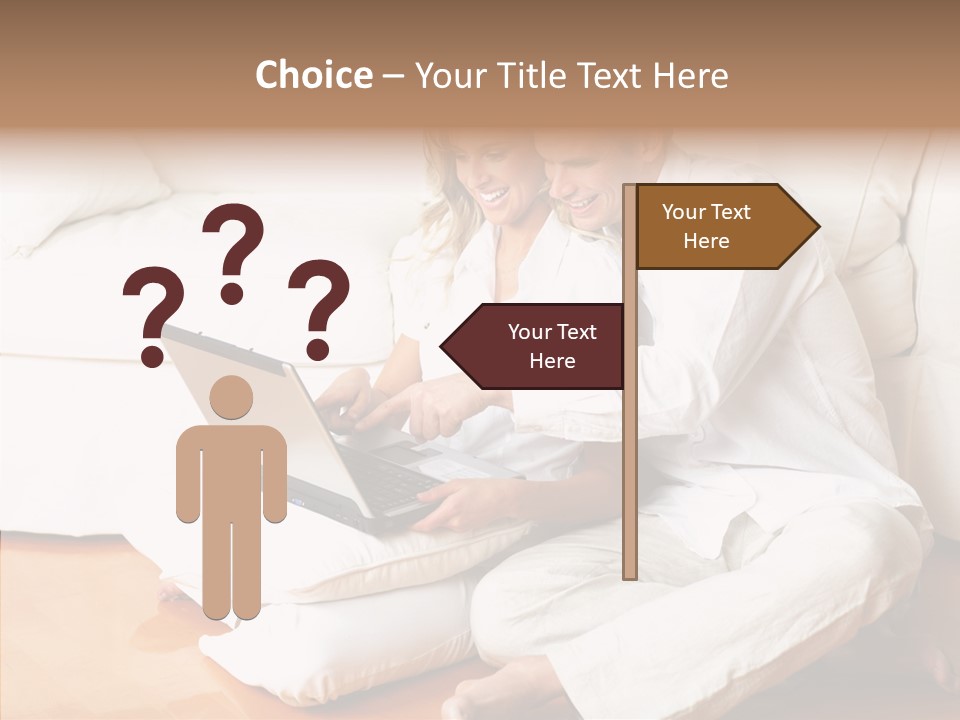 Young Love Couple Smiling In The Comfortable Apartment PowerPoint Template