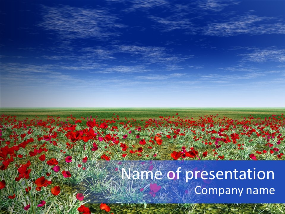 Red Grass Landscape PowerPoint Template
