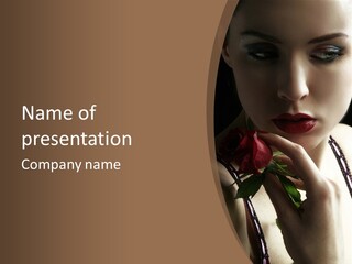 Sensual Woman With Red Rose PowerPoint Template