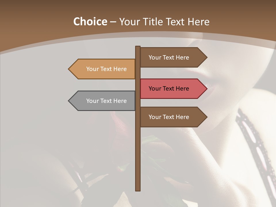 Sensual Woman With Red Rose PowerPoint Template