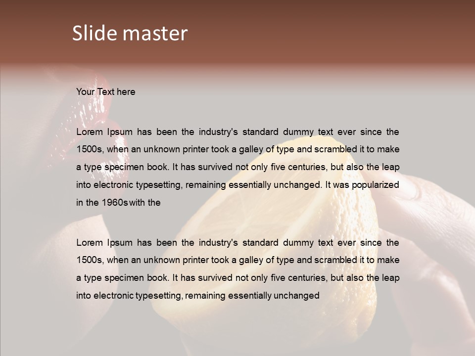 Red Woman Lips With Hand Holding Lemon PowerPoint Template