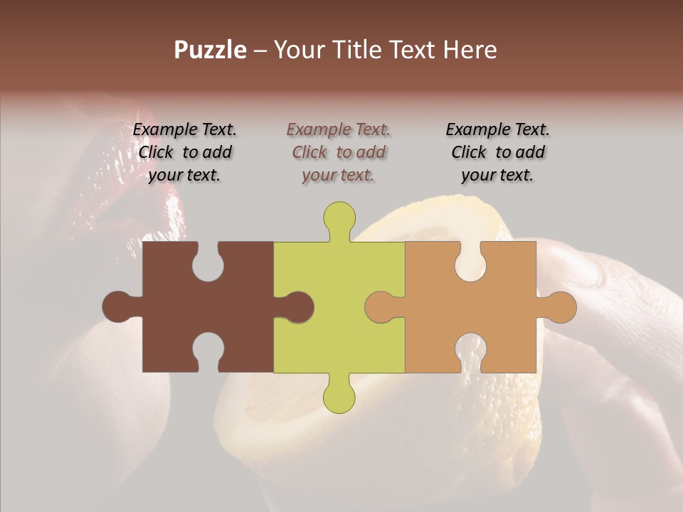 Red Woman Lips With Hand Holding Lemon PowerPoint Template