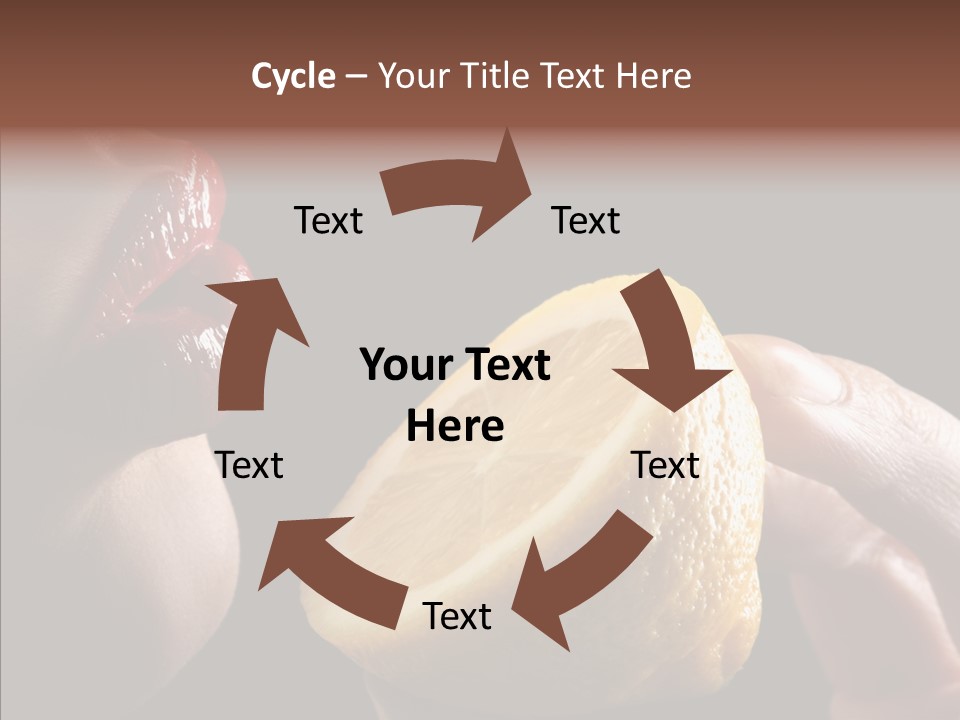 Red Woman Lips With Hand Holding Lemon PowerPoint Template