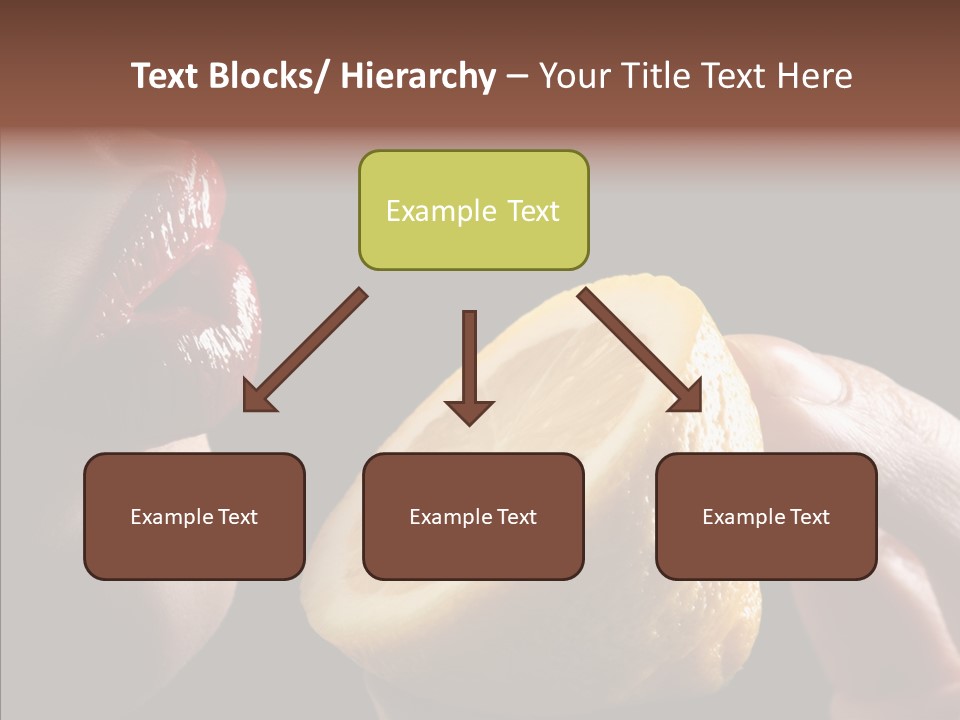 Red Woman Lips With Hand Holding Lemon PowerPoint Template