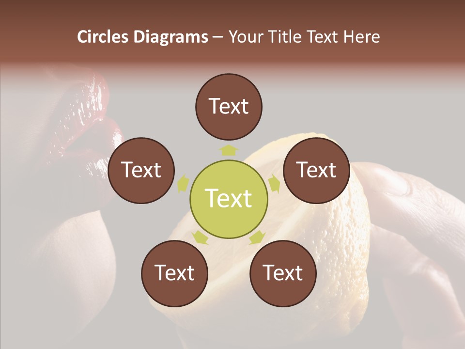 Red Woman Lips With Hand Holding Lemon PowerPoint Template