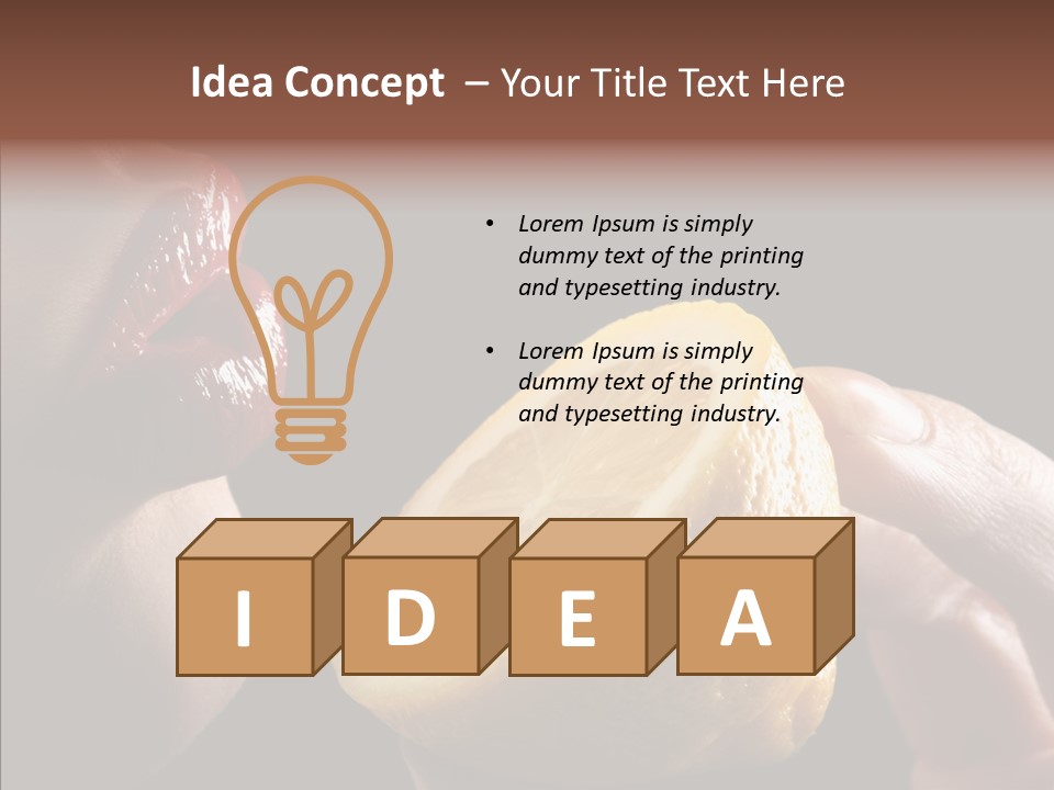 Red Woman Lips With Hand Holding Lemon PowerPoint Template