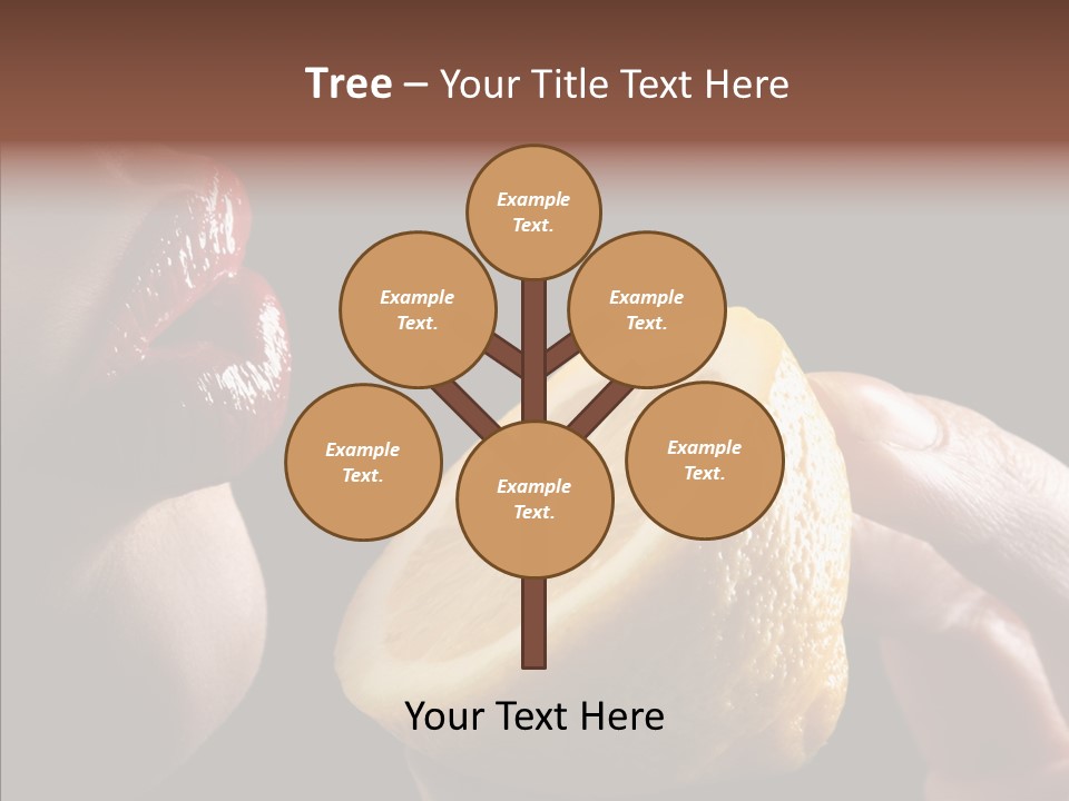 Red Woman Lips With Hand Holding Lemon PowerPoint Template