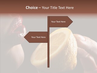 Red Woman Lips With Hand Holding Lemon PowerPoint Template