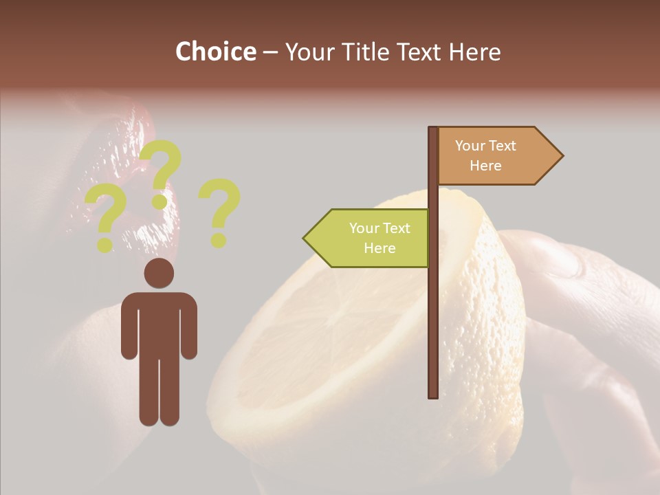 Red Woman Lips With Hand Holding Lemon PowerPoint Template