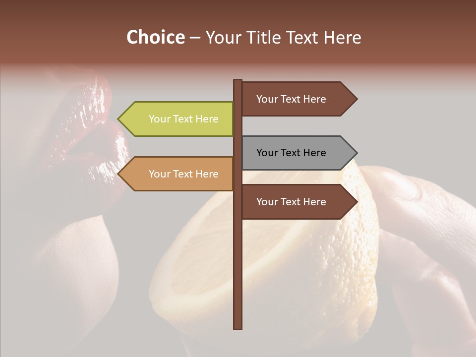 Red Woman Lips With Hand Holding Lemon PowerPoint Template