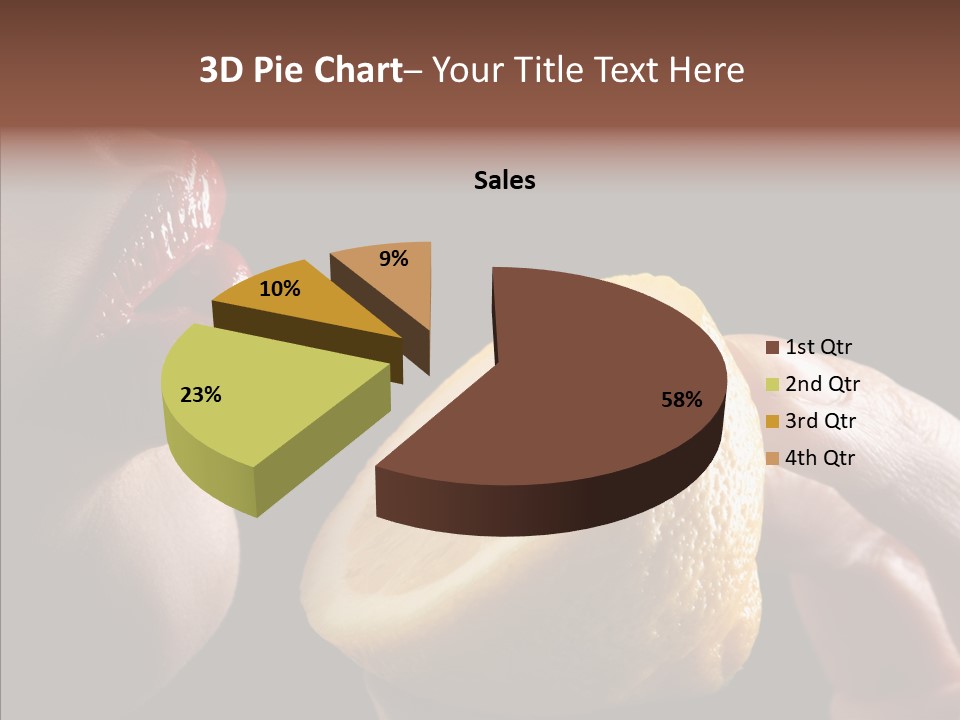 Red Woman Lips With Hand Holding Lemon PowerPoint Template