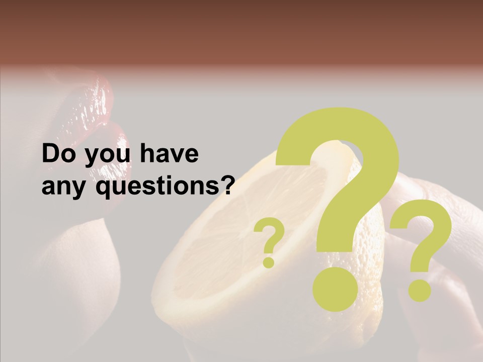 Red Woman Lips With Hand Holding Lemon PowerPoint Template