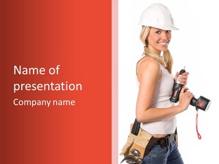 Female White Construction PowerPoint Template