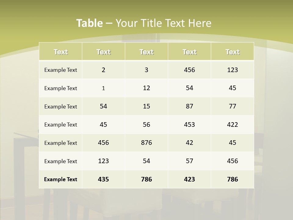 Table Room Chair PowerPoint Template