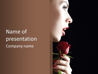 Sensual Woman With Red Rose In Trance PowerPoint Template
