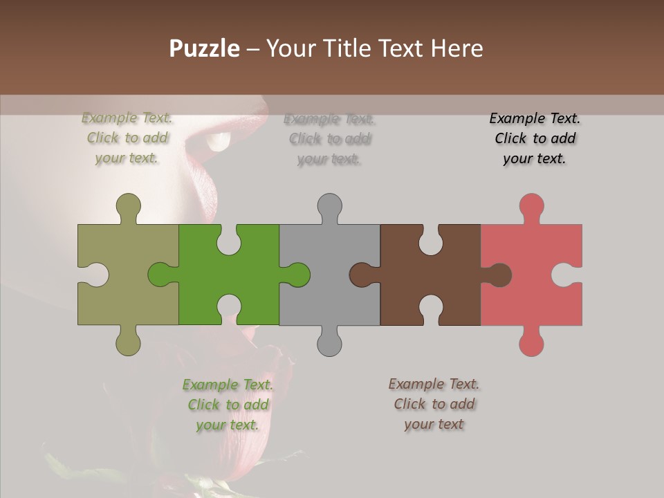 Sensual Woman With Red Rose In Trance PowerPoint Template