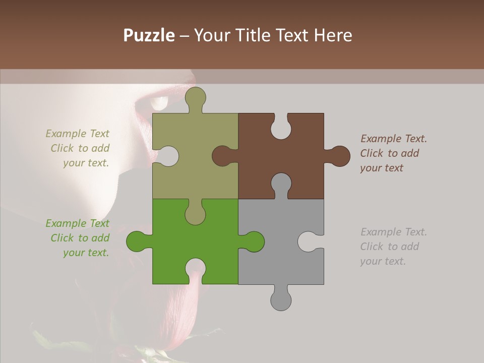 Sensual Woman With Red Rose In Trance PowerPoint Template