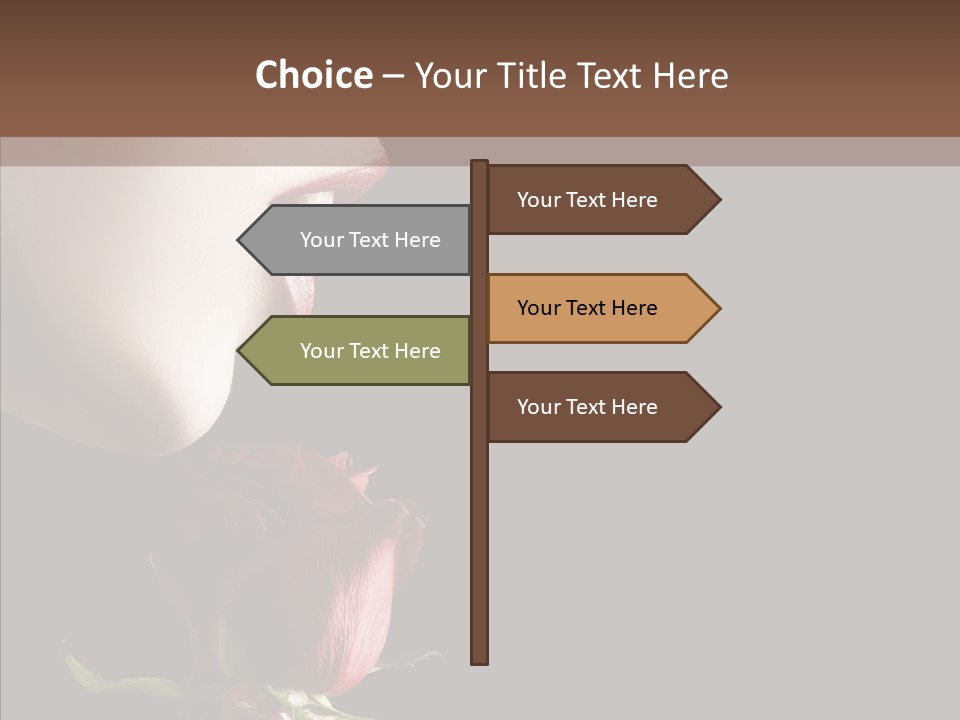 Sensual Woman With Red Rose In Trance PowerPoint Template