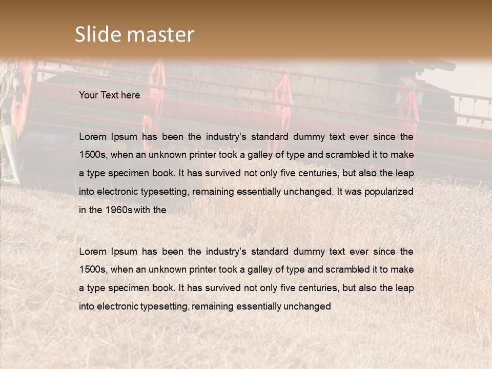 Combine Harvester On A Wheat Field With A Blue Sky PowerPoint Template