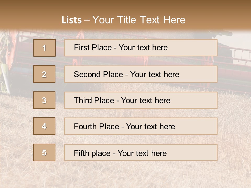 Combine Harvester On A Wheat Field With A Blue Sky PowerPoint Template