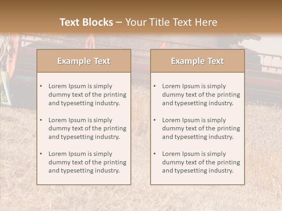 Combine Harvester On A Wheat Field With A Blue Sky PowerPoint Template