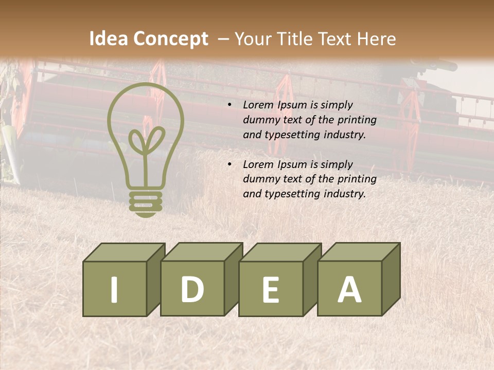 Combine Harvester On A Wheat Field With A Blue Sky PowerPoint Template
