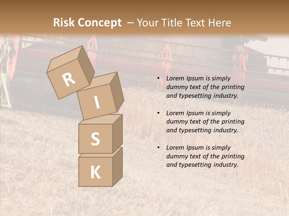 Combine Harvester On A Wheat Field With A Blue Sky PowerPoint Template