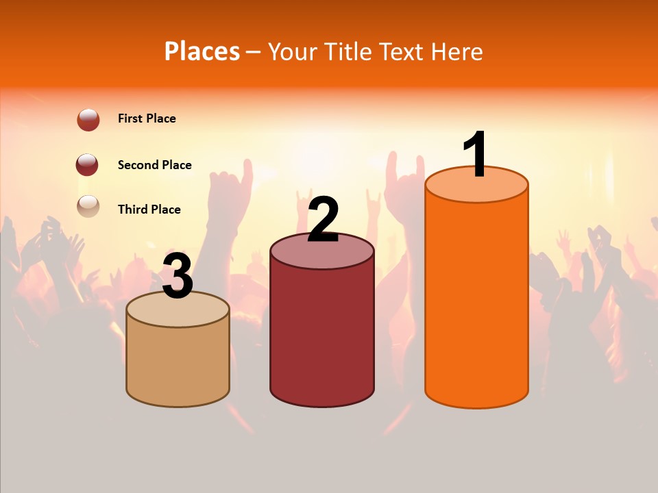 Cheering Crowd In Front Of Bright Stage Lights PowerPoint Template