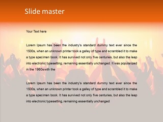 Cheering Crowd In Front Of Bright Stage Lights PowerPoint Template