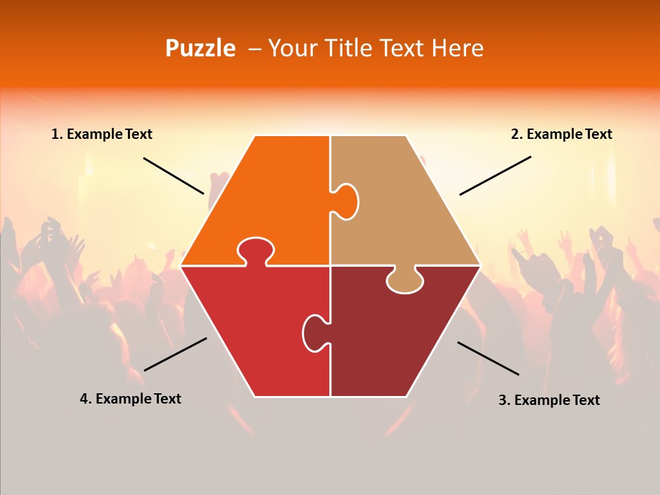 Cheering Crowd In Front Of Bright Stage Lights PowerPoint Template