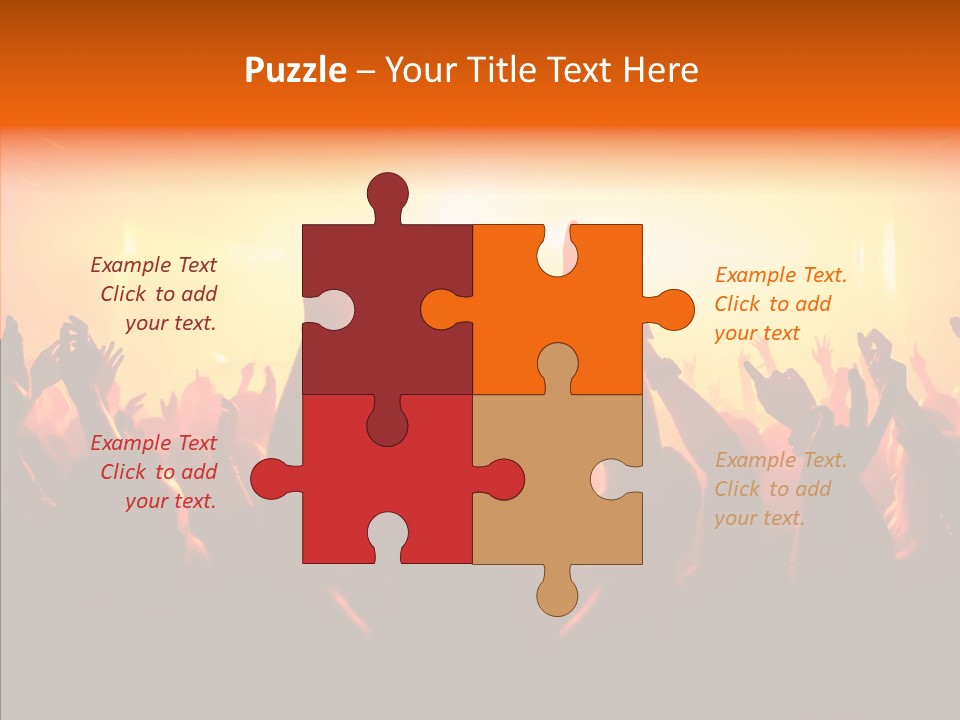 Cheering Crowd In Front Of Bright Stage Lights PowerPoint Template