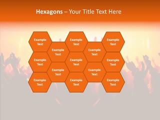 Cheering Crowd In Front Of Bright Stage Lights PowerPoint Template