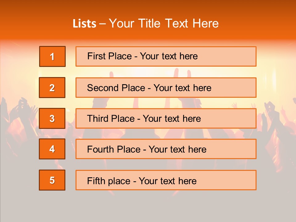 Cheering Crowd In Front Of Bright Stage Lights PowerPoint Template
