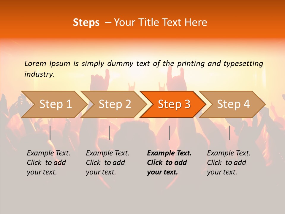 Cheering Crowd In Front Of Bright Stage Lights PowerPoint Template