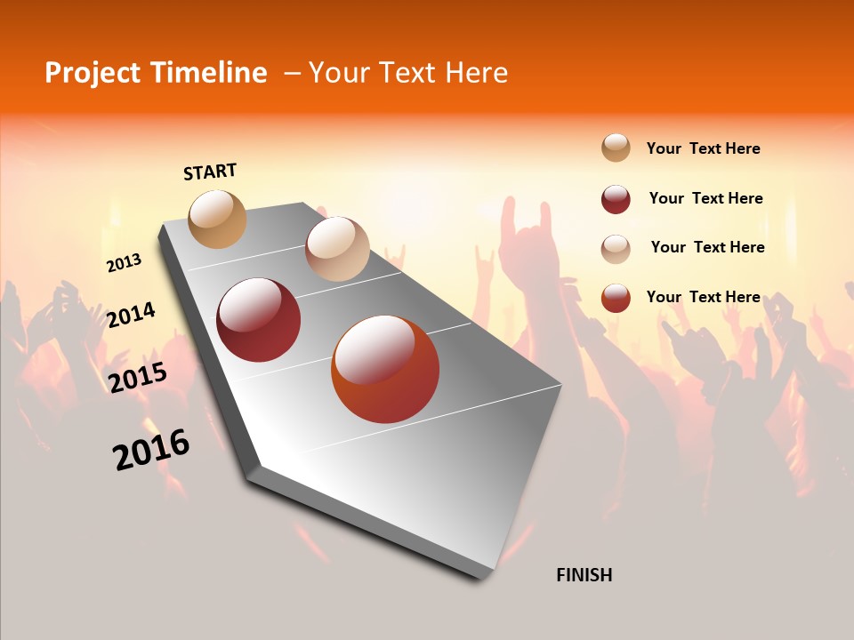 Cheering Crowd In Front Of Bright Stage Lights PowerPoint Template