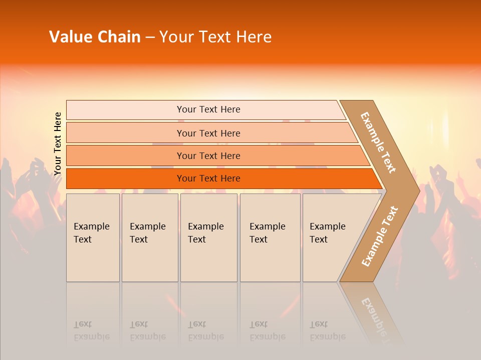 Cheering Crowd In Front Of Bright Stage Lights PowerPoint Template