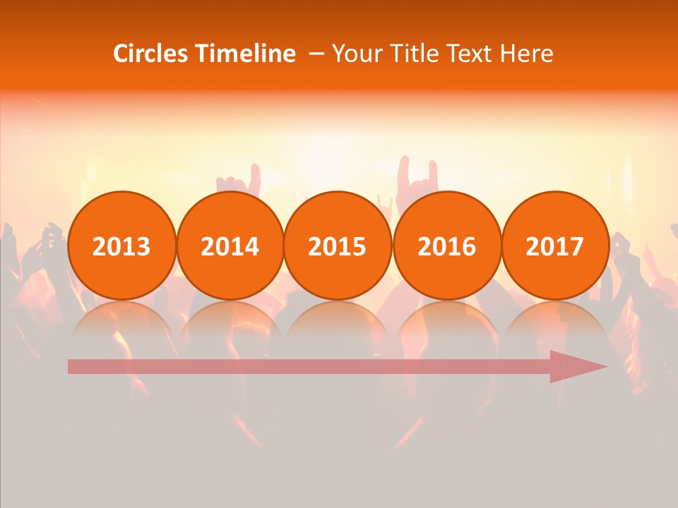 Cheering Crowd In Front Of Bright Stage Lights PowerPoint Template