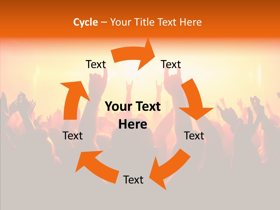 Cheering Crowd In Front Of Bright Stage Lights PowerPoint Template